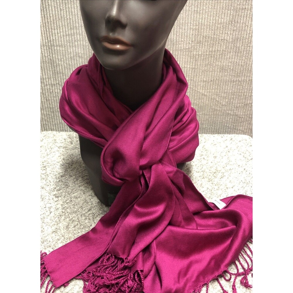 Purple Rayon Scarf Women 20x70 Fringe Boho Wrap Shawl Lightweight Soft Long